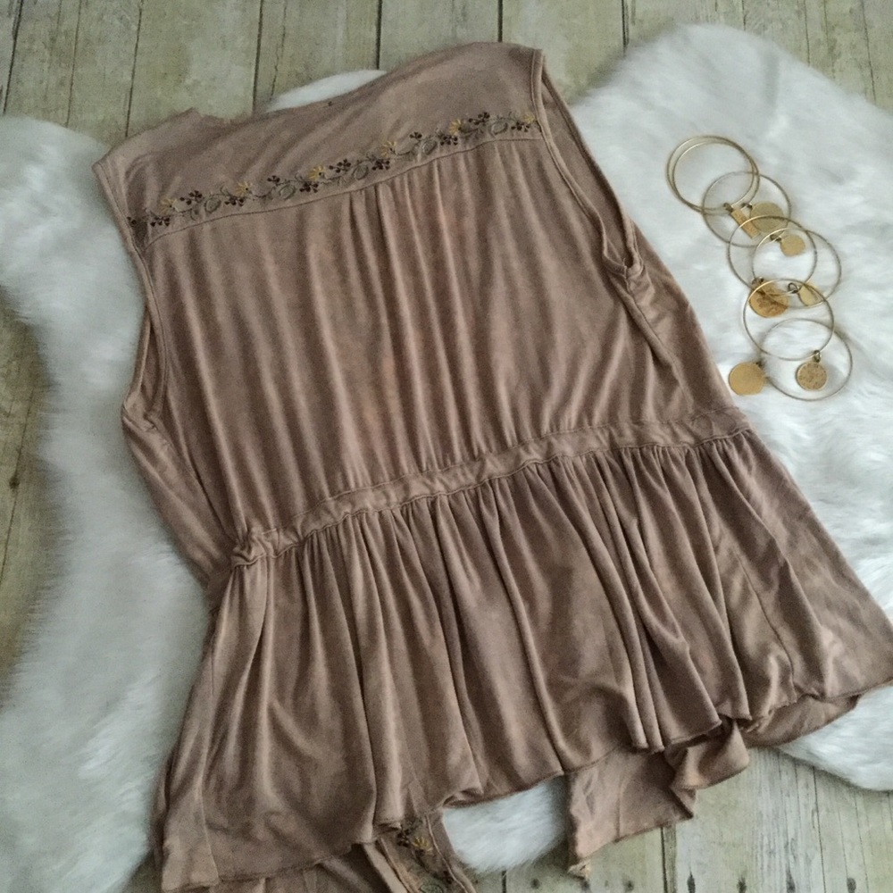 POL Beige Embroidered Ruffle Drawstring Western Vest NWT - Picture 6 of 7